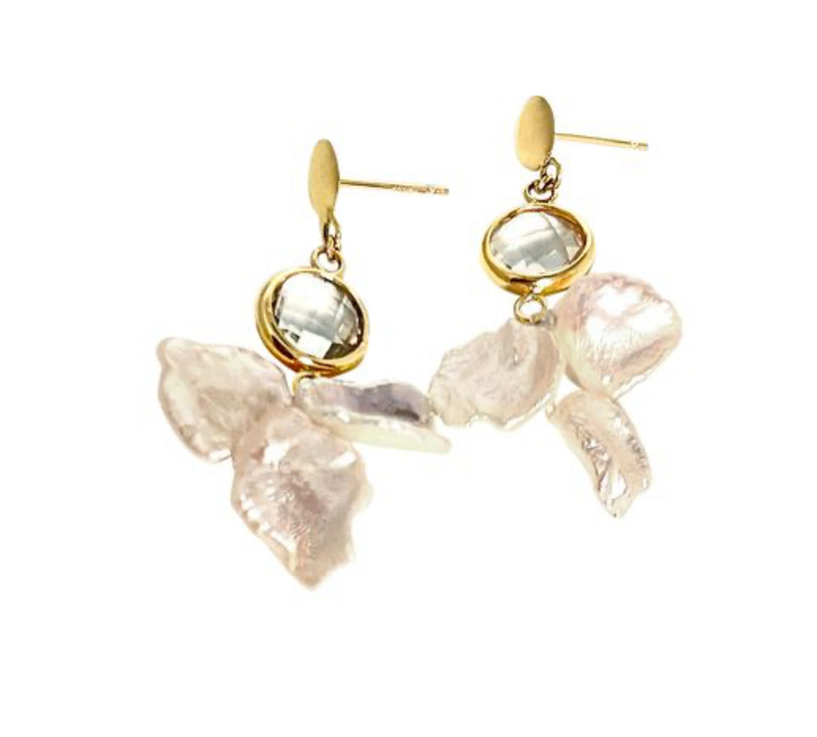 White Topaz Angel Keshi Earring