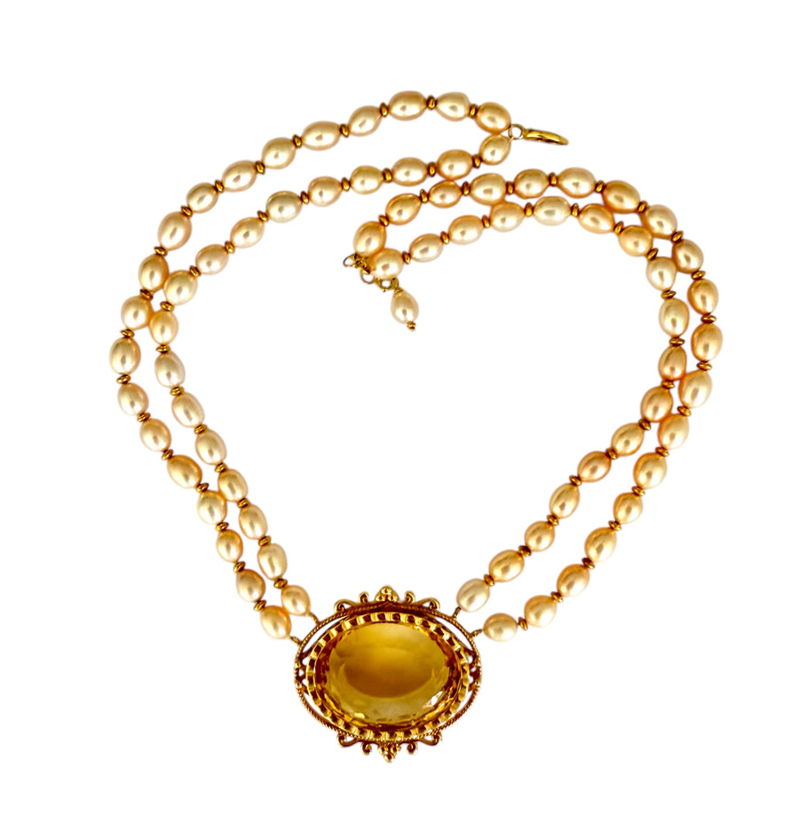 Heirloom Citrine and Pearl Necklace