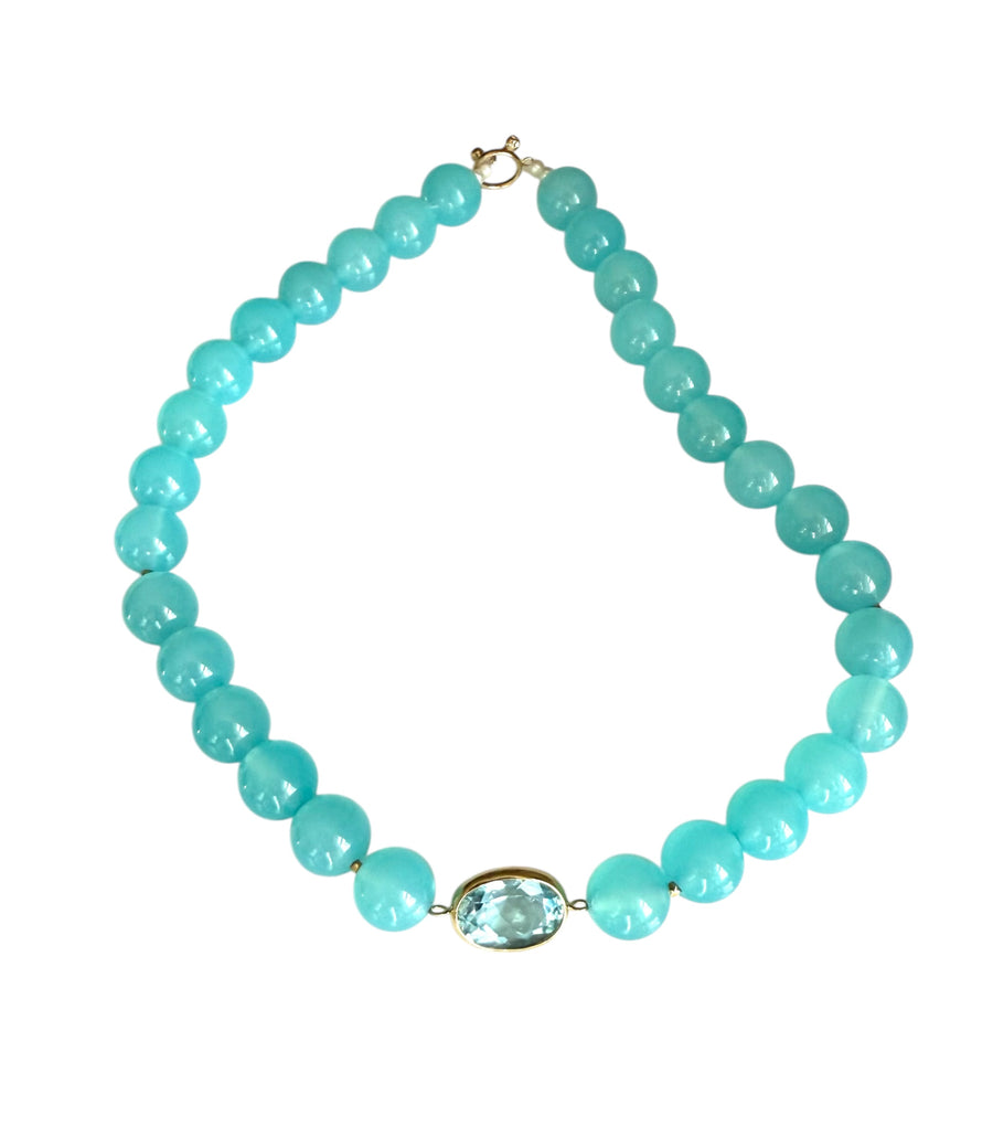 Blue Topaz and Chalcedony Necklace