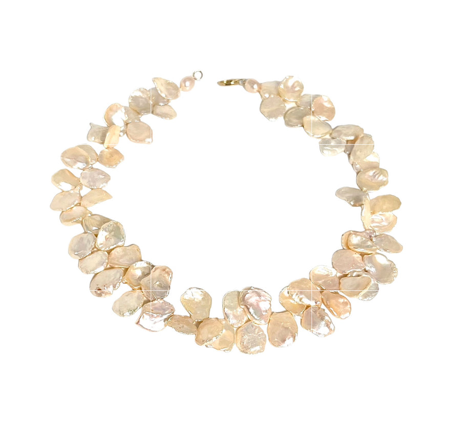 Soft Peach Keshi Pearl Necklace