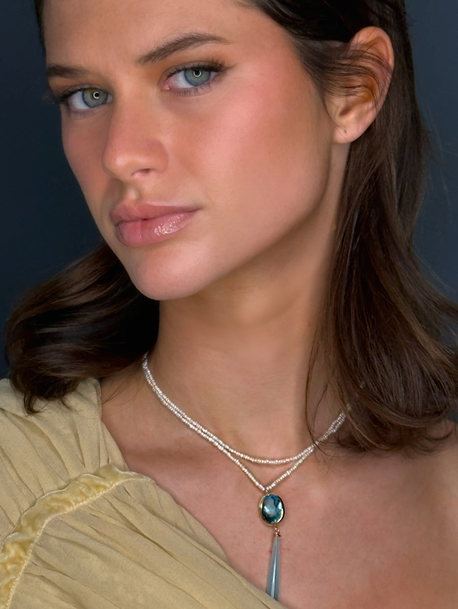 Blue Topaz and Pearl Necklace