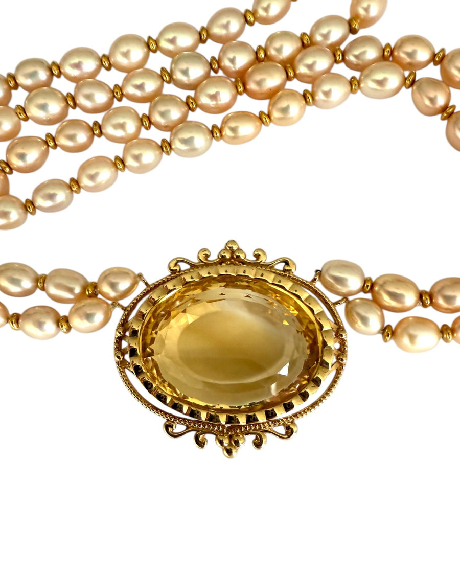 Heirloom Citrine and Pearl Necklace