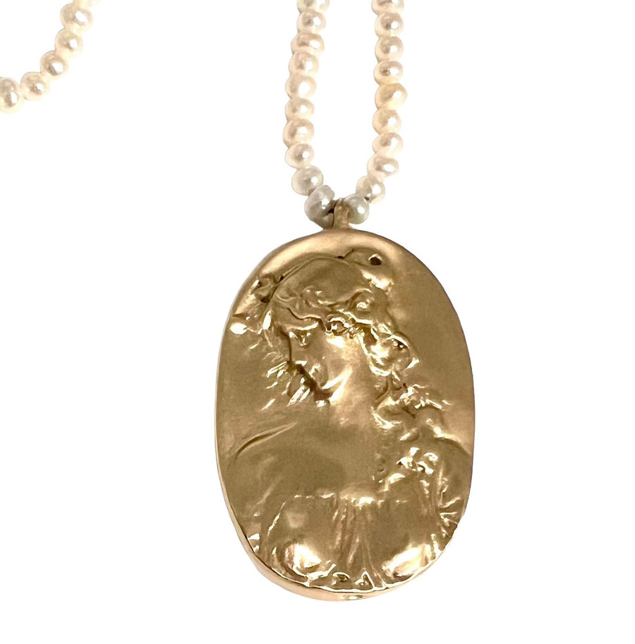 Gold Nugget Cameo Necklace