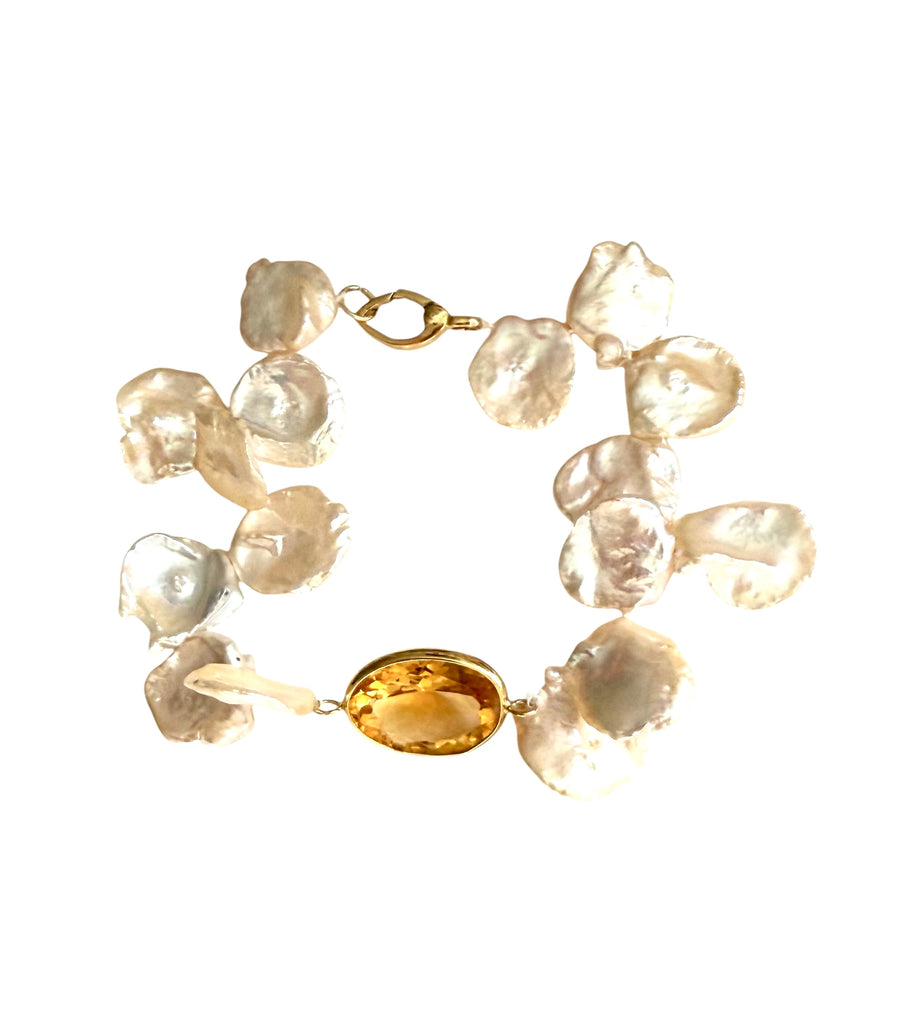 Citrine & Keshi Pearl Bracelet
