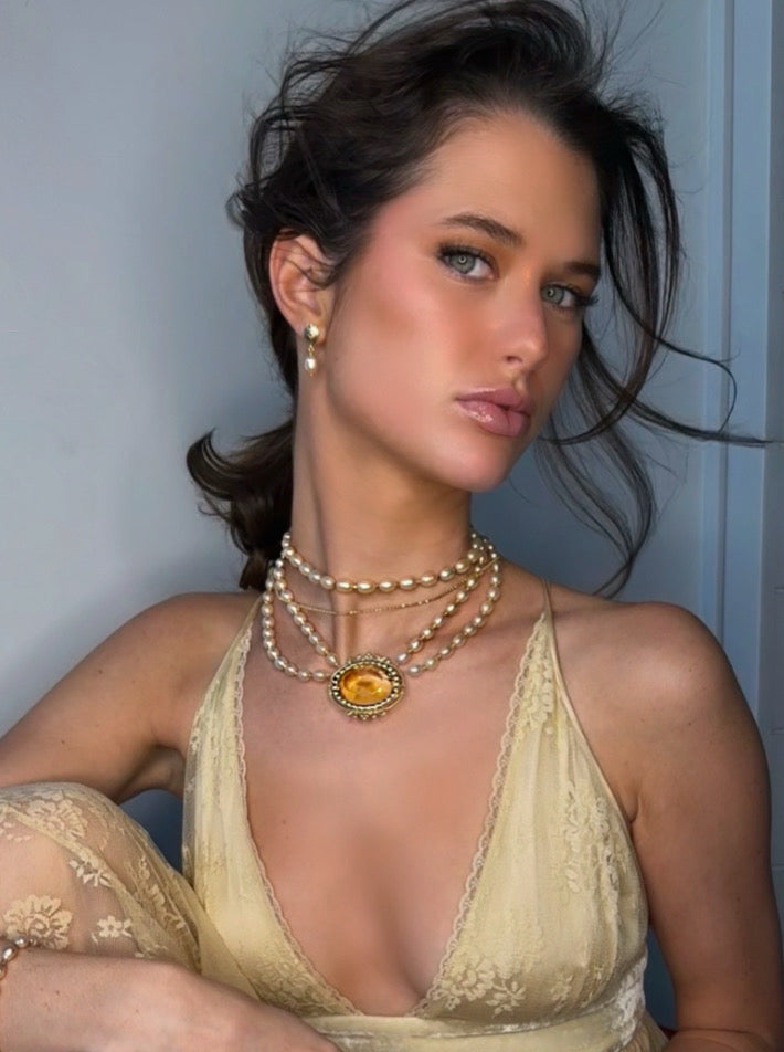 Heirloom Citrine and Pearl Necklace