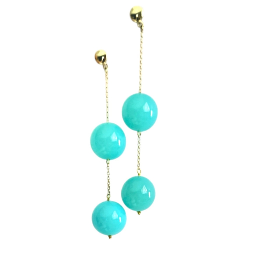 Aqua Chalcedony 2 Tier Chain Earring