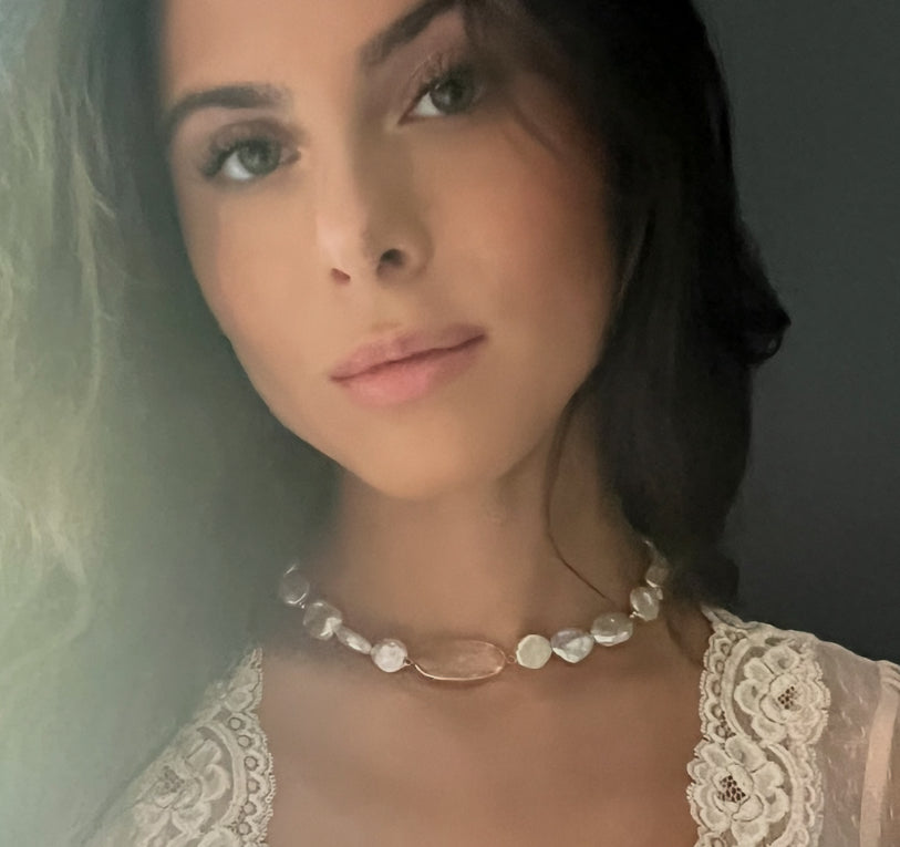 White Topaz and Pearl Necklace