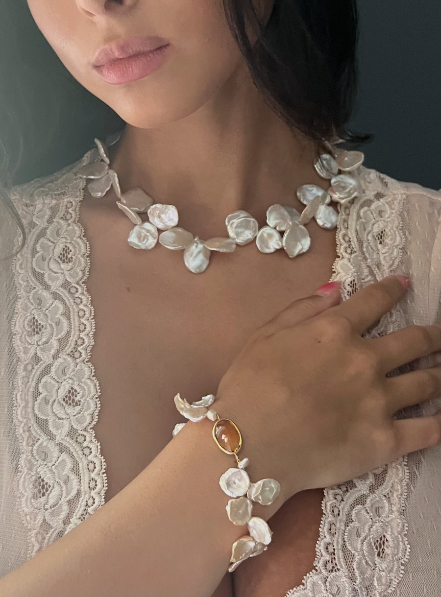 Citrine & Keshi Pearl Bracelet