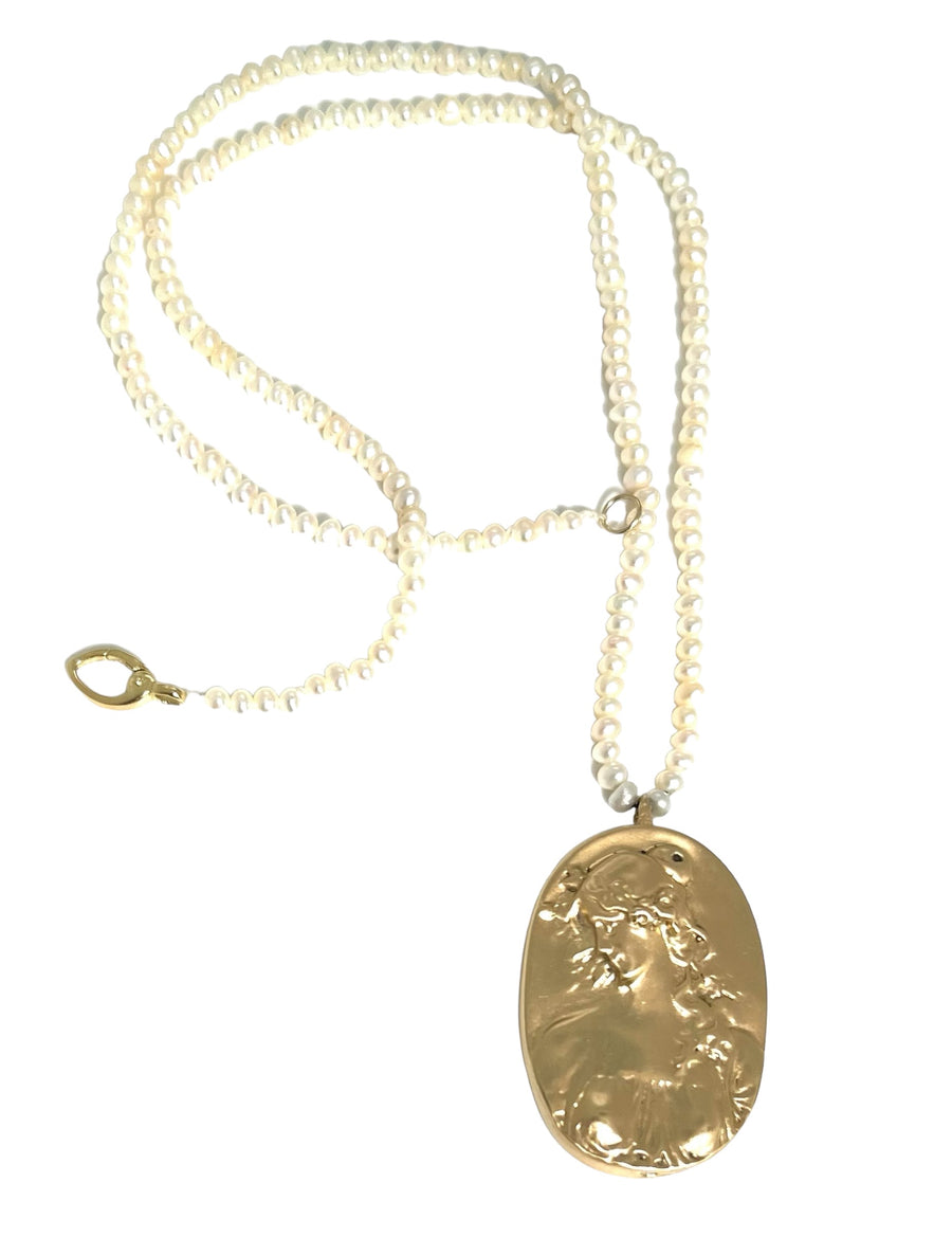 Gold Nugget Cameo Necklace
