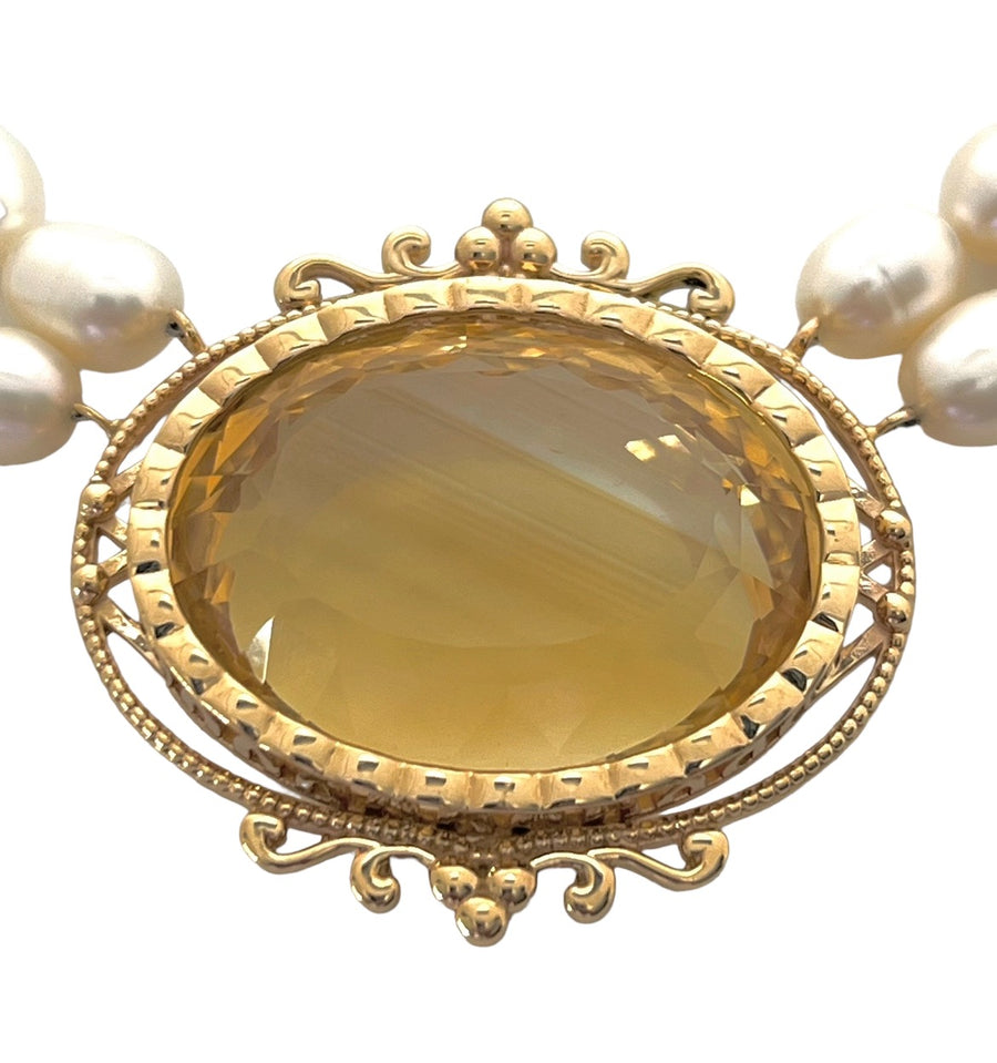 Heirloom Citrine and Pearl Necklace