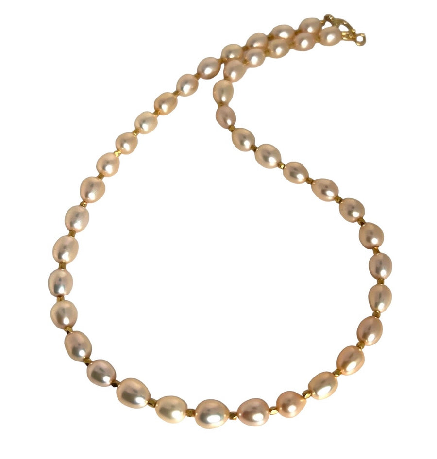 Soft Peach Pearl Necklace