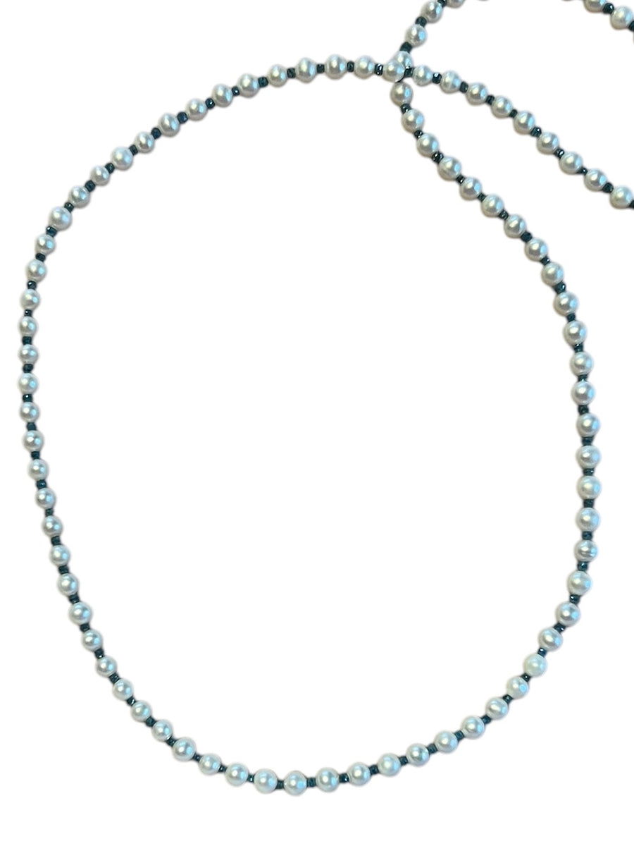 Blue Diamond & Pearl Necklace