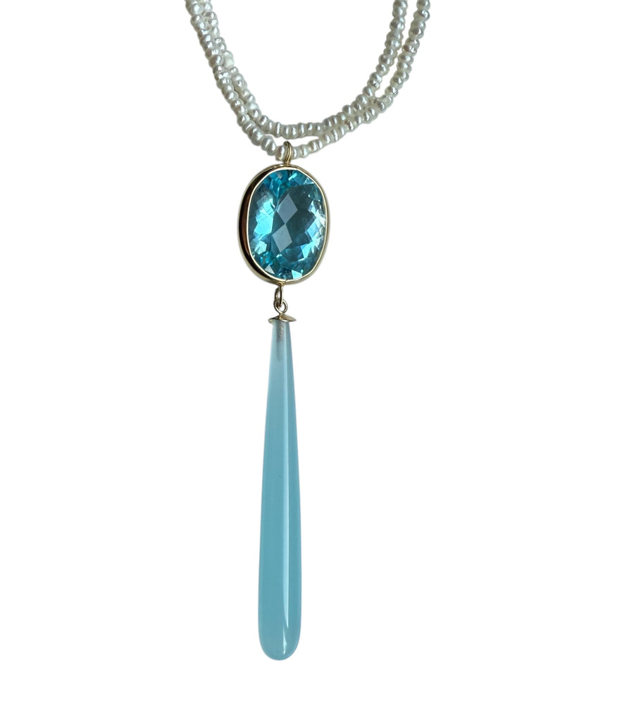 Blue Topaz and Pearl Necklace
