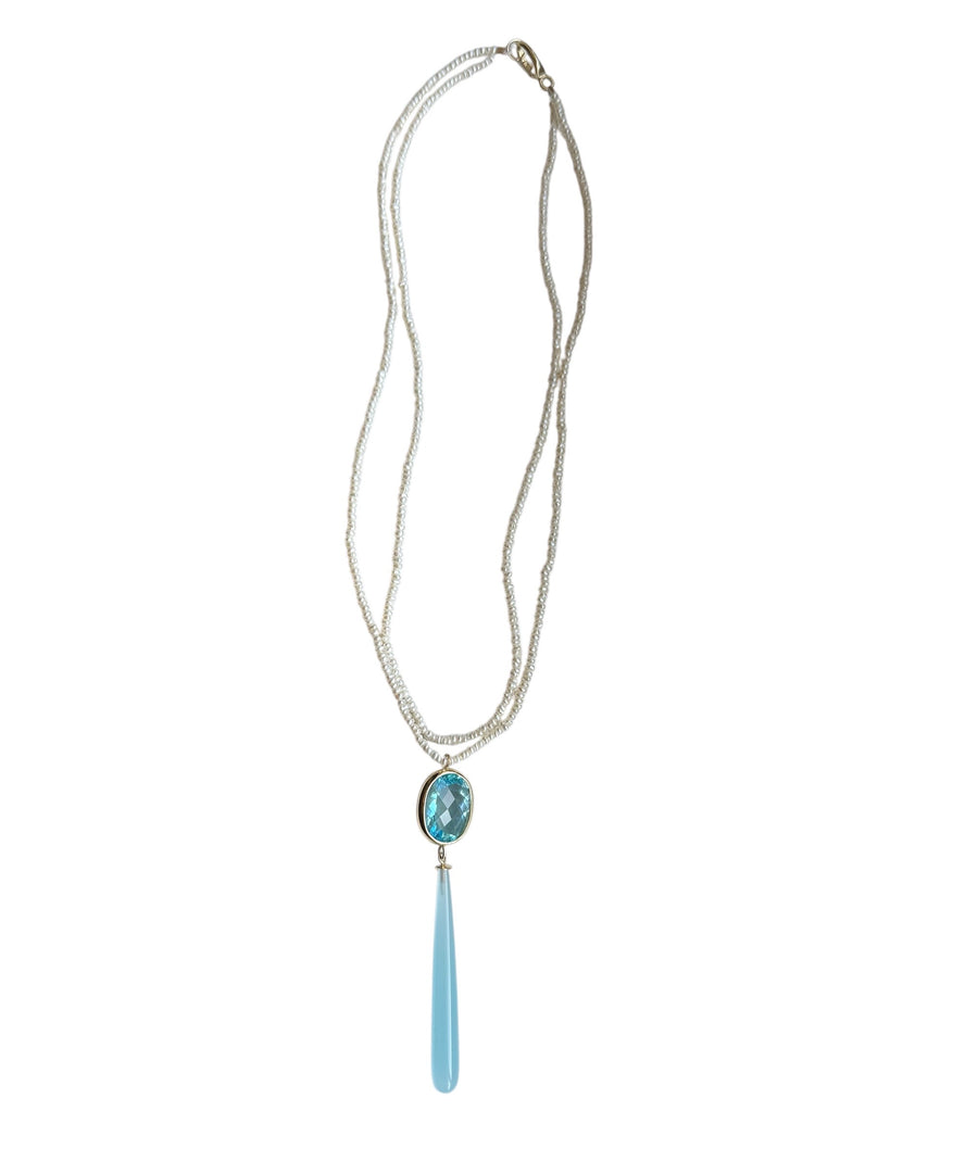 Blue Topaz and Pearl Necklace